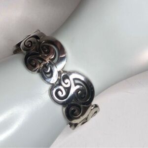 Brighton Mingle Mix Hinged Silver Swirl Cuff Bangle Bracelet 3081